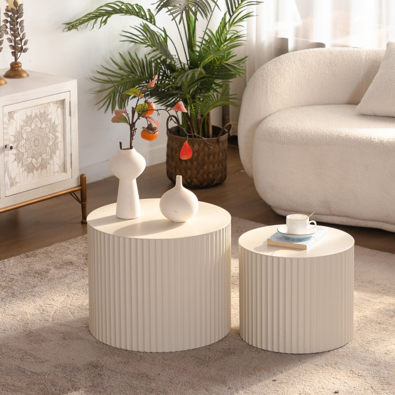 Ensemble de 2 tables basses gigognes Beige