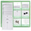 Armoire de rangement blanche avec deux portes, tiroirs, tablette réglable et trois tablettes ouvertes blanches-1050972661
