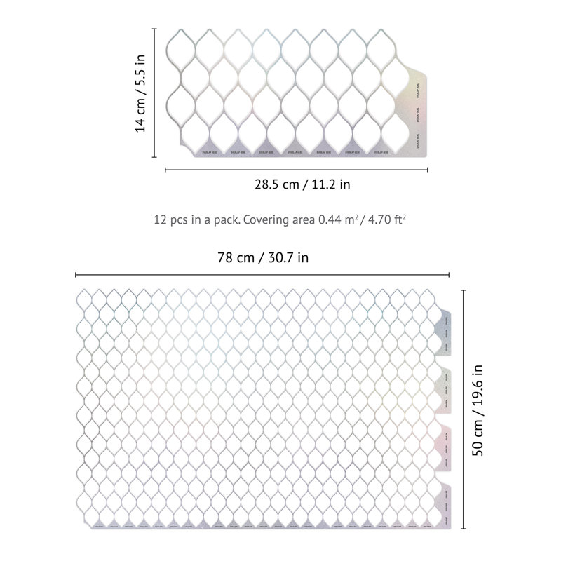 Edilsar Brilliant White Silver Leaf Mosaic Wall Tile Sticker 30.5cmx 15.4cm PVC