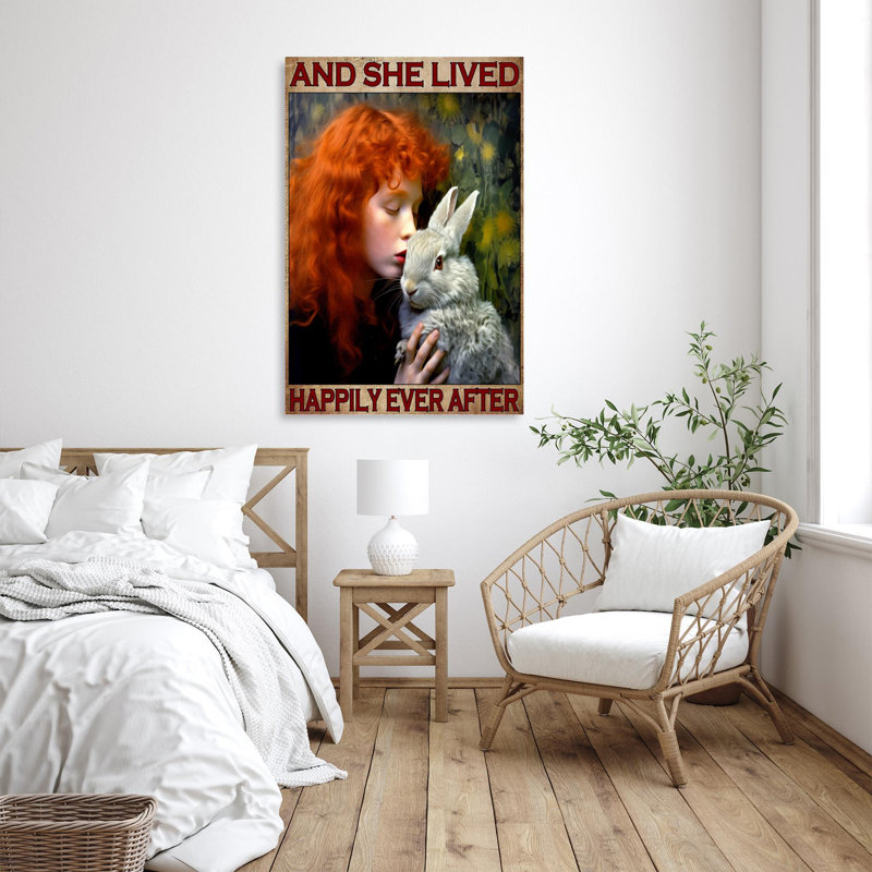 «Rabbit And She Lived Happily», reproduction d'art graphique sur toile tendue, H 36 po x l 24 po x P 1,25 po
