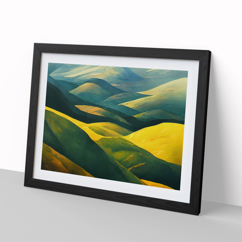 Spring Meadow Landscape View - Framed Print, 25cm H x 34cm W x 2cm D, Black