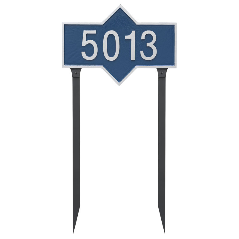 Plaque d'adresse rectangulaire avec piquet de jardin Piedmont, Noir / or, Oui