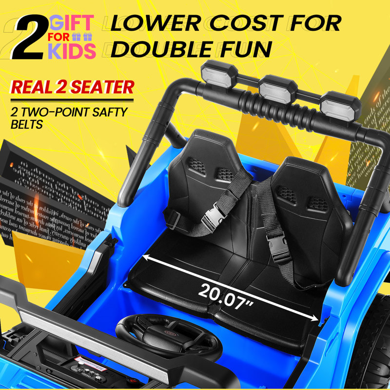 Blue 24V 4WD Kids SUV with Remote Control and Bluetooth