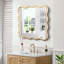 Miroir décoratif jaune-brun à cadre ondulé rond en bois massif de 36 pouces, pour chambre à coucher, salle de bain, salon, entrée-597646052-597646057