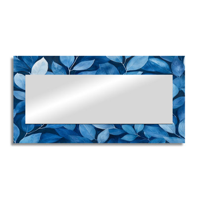 Indigo Leaves Foliage Collage I - Floral Mirror Wall Decor - Printed On Metal