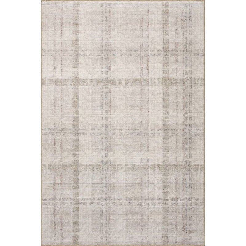 Cream Geometric Woven Base Machine Washable Rug, Rectangle 5'1" x 7'7" Rug Pad Included