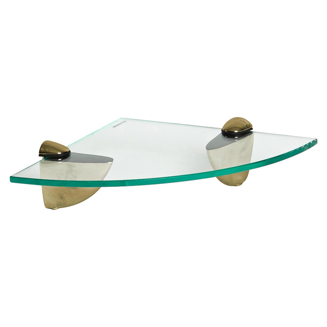 Harbour Housewares Unisex Gold Floating Glass Corner Shelf - 20Cm - Bathroom Storage Display Unit In - Image 3