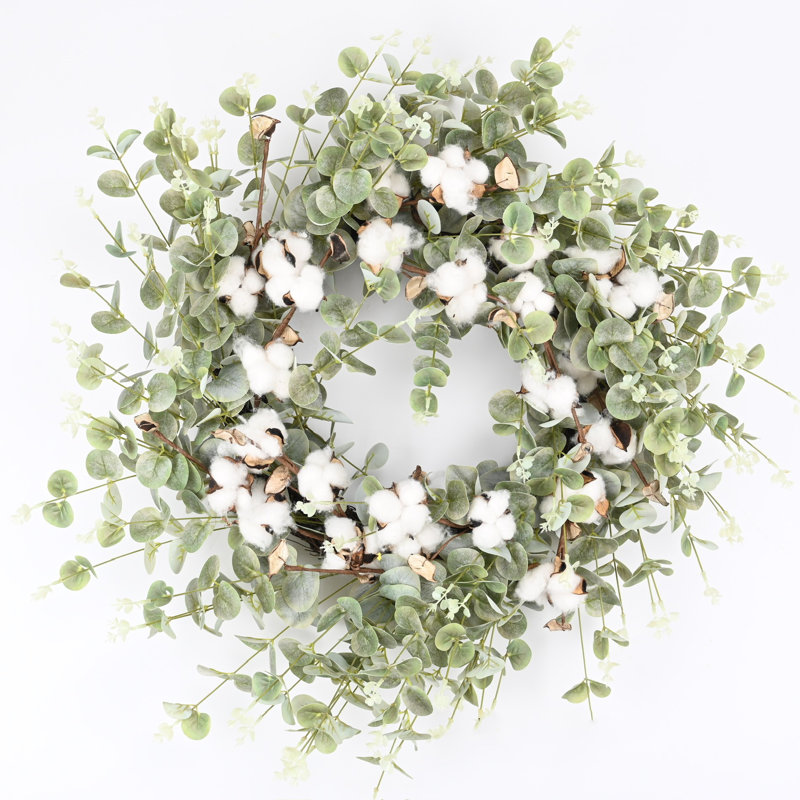 Eucalyptus Cotton 26" Fall Harvest Front Door Wreath