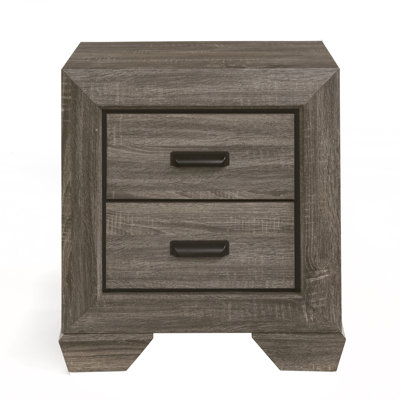 Table de chevet 2 grains gris vieilli - Meuble de chambre rustique