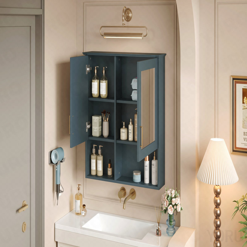 Armoire de toilette 2 en 1, armoire à pharmacie murale de 30 pouces avec tablettes réglables et portes à fermeture douce, miroir haute définition avec rangement pour meuble-lavabo de salle de bain
