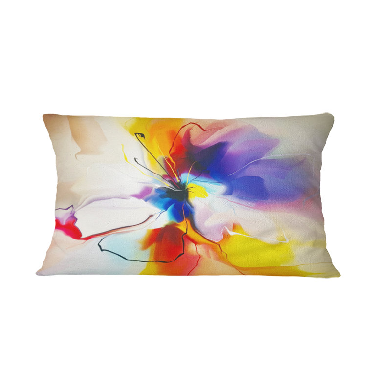 Fleur créative en plusieurs couleurs - Coussin décoratif imprimé abstrait, Orange / beige