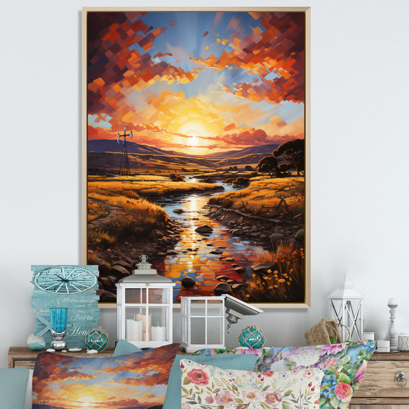 «Wind Turbines Whirling Skies I», reproduction sur toile, H 20 po x l 12 po, Cadre naturel flottant