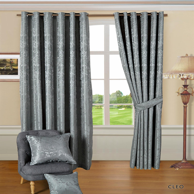 Cleo Curtain Pair, 228 W x 183 D cm, Black