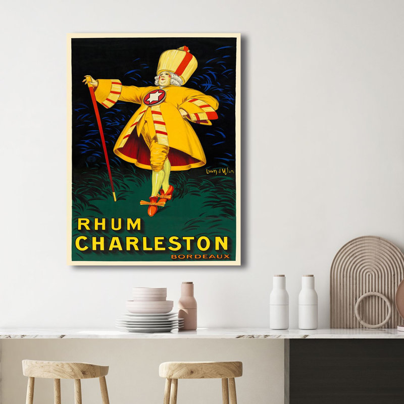 3VI6528 Vintage Poster: Rhum Charleston 1 Piece Wrapped Canvas Wall Art, 80cm H x 60cm W