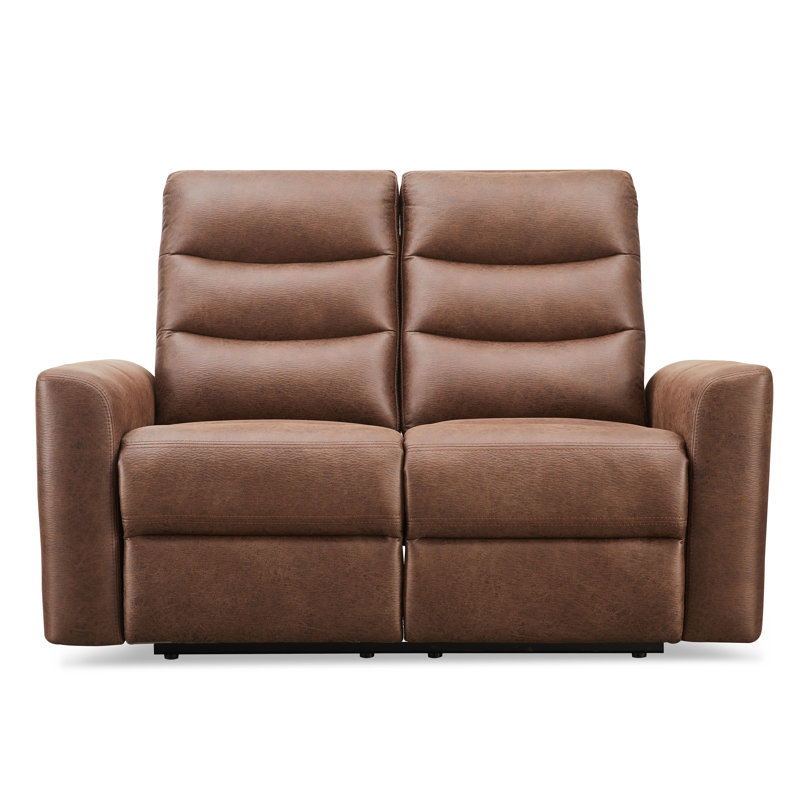 Aldah 58.5" Square Arm Reclining Sofa, Brown Polyester