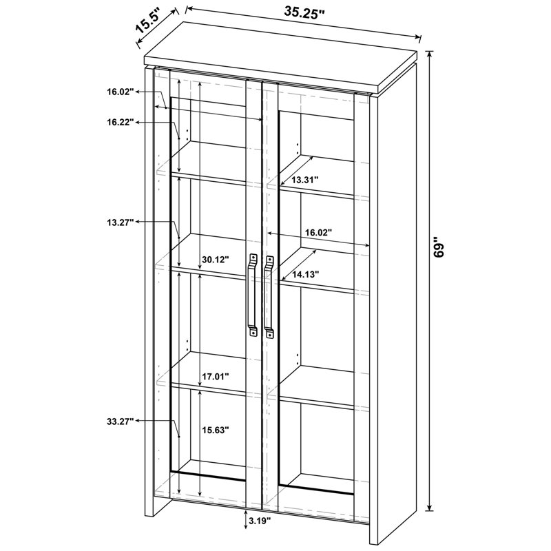 Armoire haute Myerson Grey Driftwood à 2 portes en bois d'ingénierie