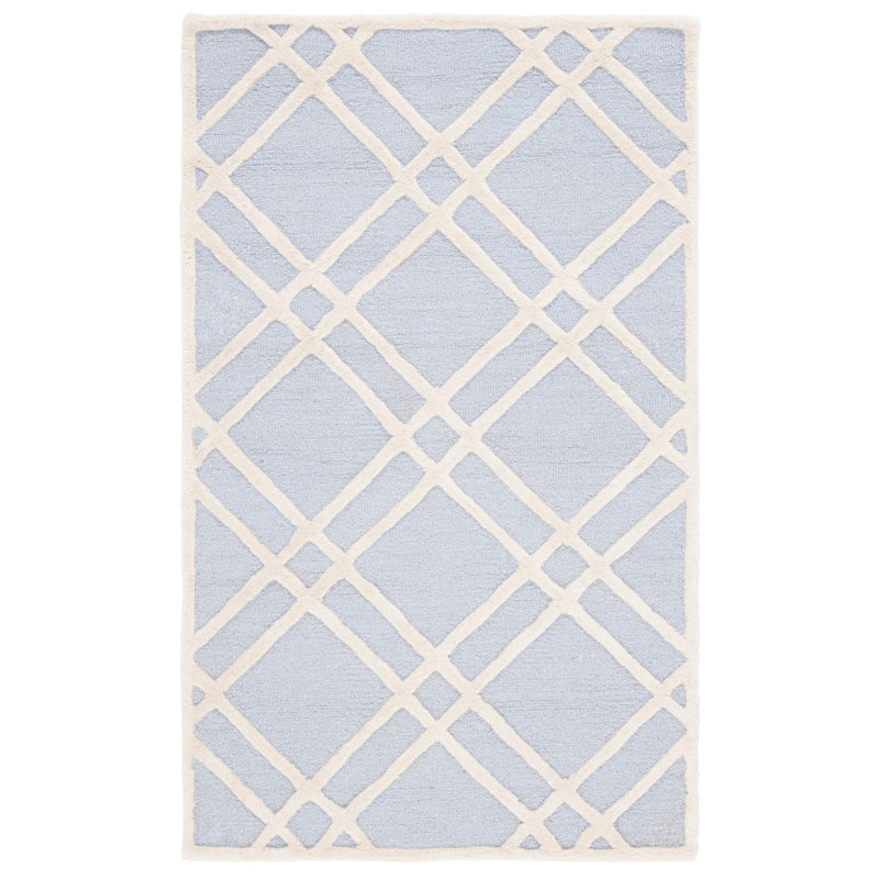 Deedgra Hand Tufted Wool Geometric Rug, Rectangle 3' x 5'