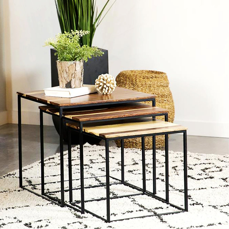 Indoor Small Table, 3-Piece Nesting Table, Living Room End Table