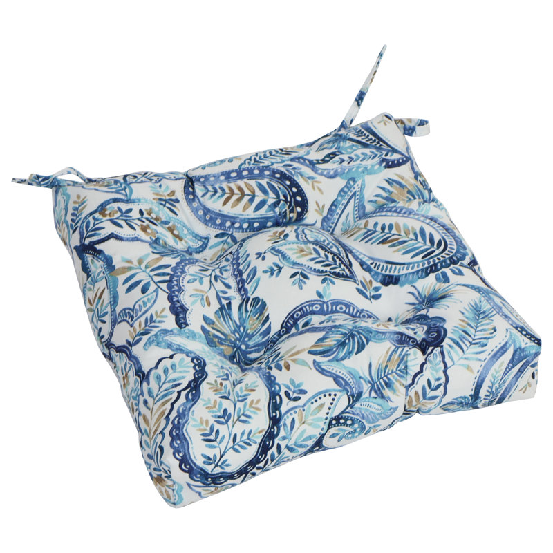 Ensemble de 2 coussins de chaise carrés de 16 pouces (ensemble de 2), Blanc / cachemire lapis Faylinn