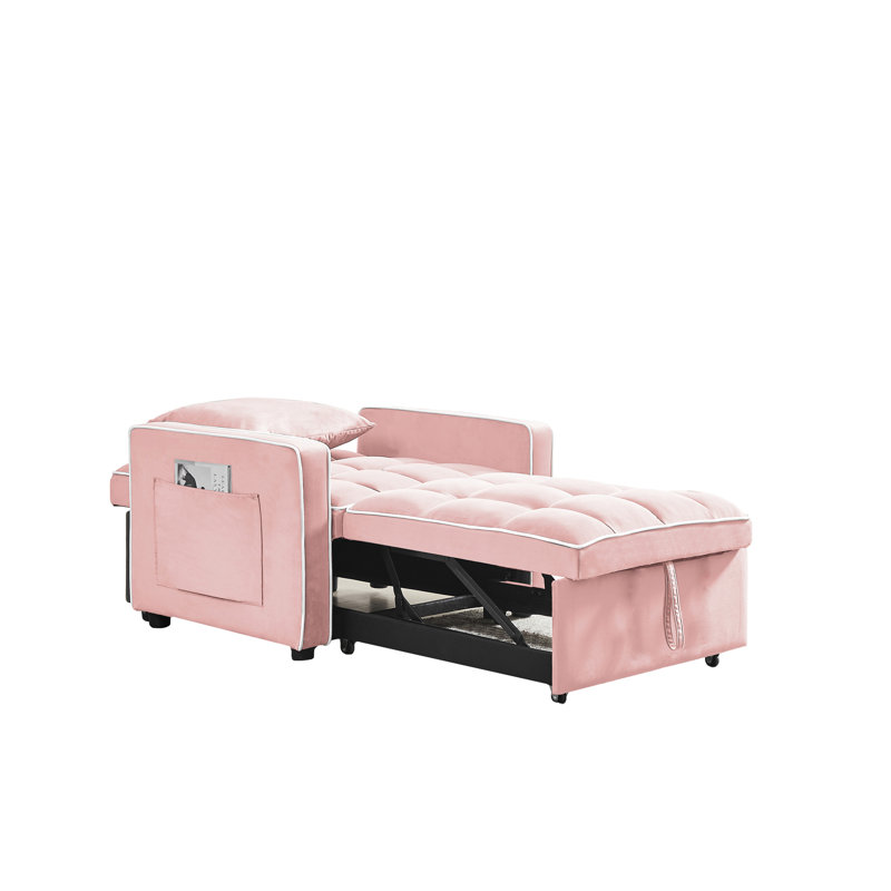 Trois-en-un Canapé-lit Canapé-lit pliant Canapé-lit ajustable, Velours rose