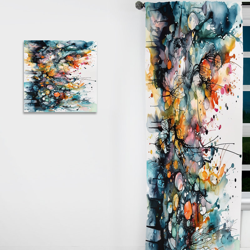 Dao - Modern Room Darkening Abstract Curtain - 1 Panel, L 52 po x L 120 po