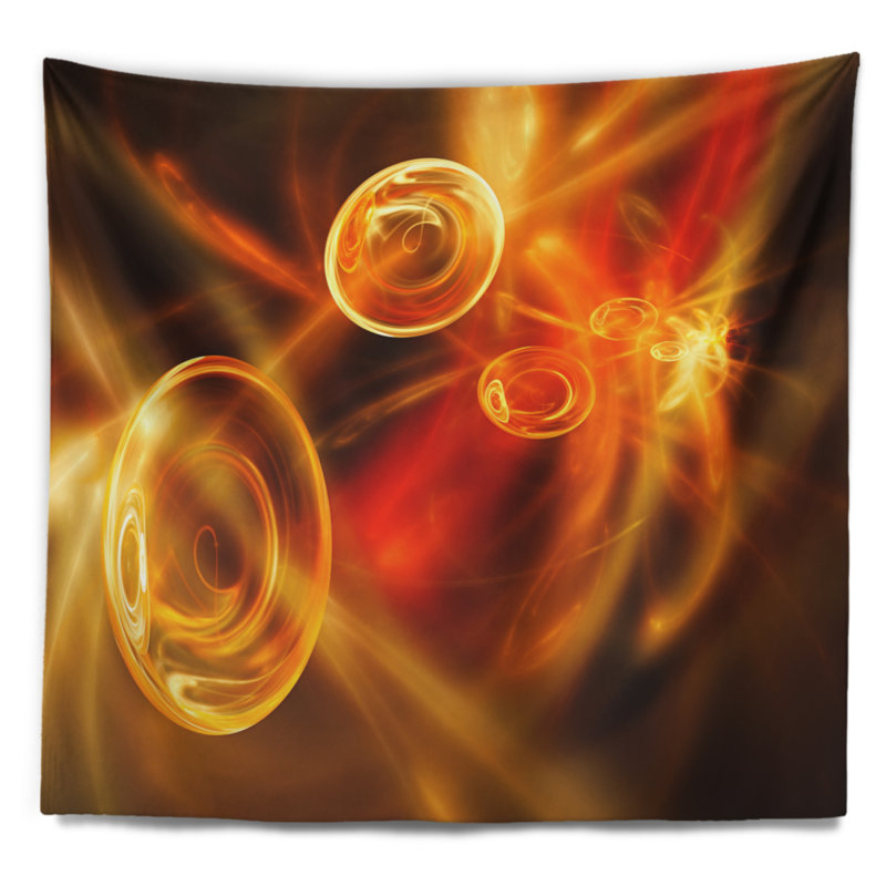 Tapisserie de bureau fractale jaune Abstract, H 78 po x l 92 po