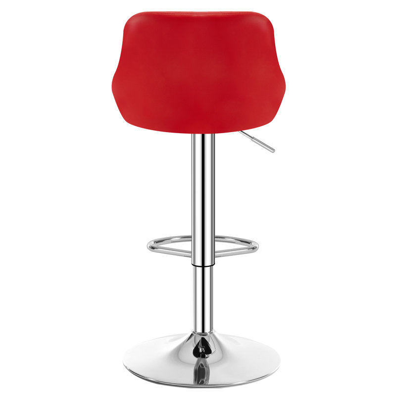 Swivel Upholstered Adjustable Height Counter Stool, Red, 2