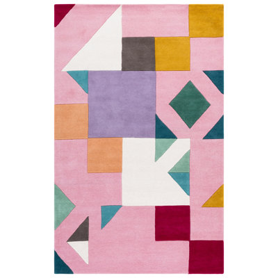 Harsirat Handmade Hand Tufted Wool Pink/Orange/Beige Rug