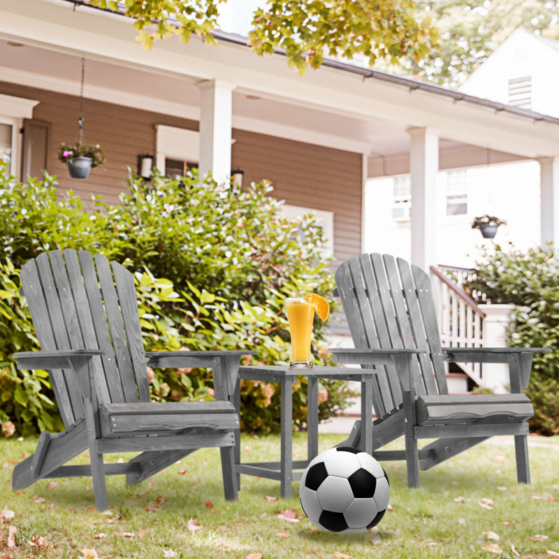 Chaise Adirondack pliante classique en bois Adirondack (ensemble de 2), gris, 2