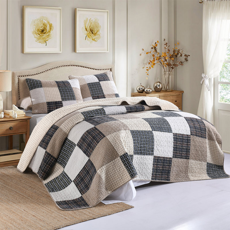 Ensemble de courtepointe 100% coton DDUOXIN Farmhouse, Courtepointe grand + 2 taies d'oreiller