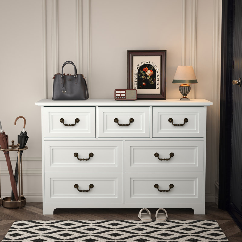 Commode 7 tiroirs Locicero (l 47,2 po), Blanc