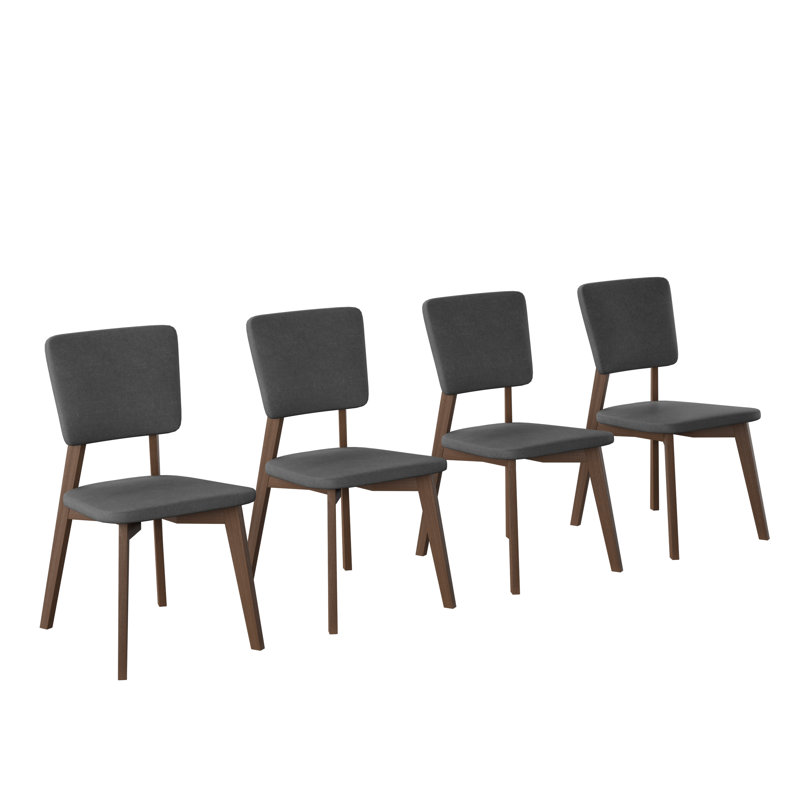 Bart 4Pc Indoor Grey Dining Chairs, Dark Brown Wood