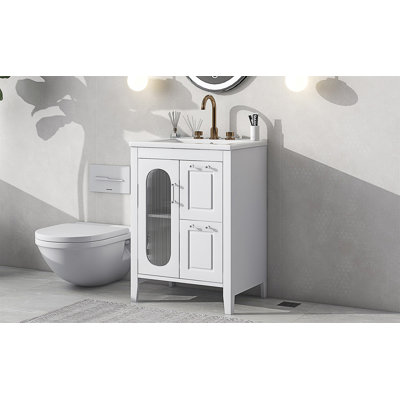 Ensemble de meuble-lavabo simple 24 po avec plateau en céramique Deiara