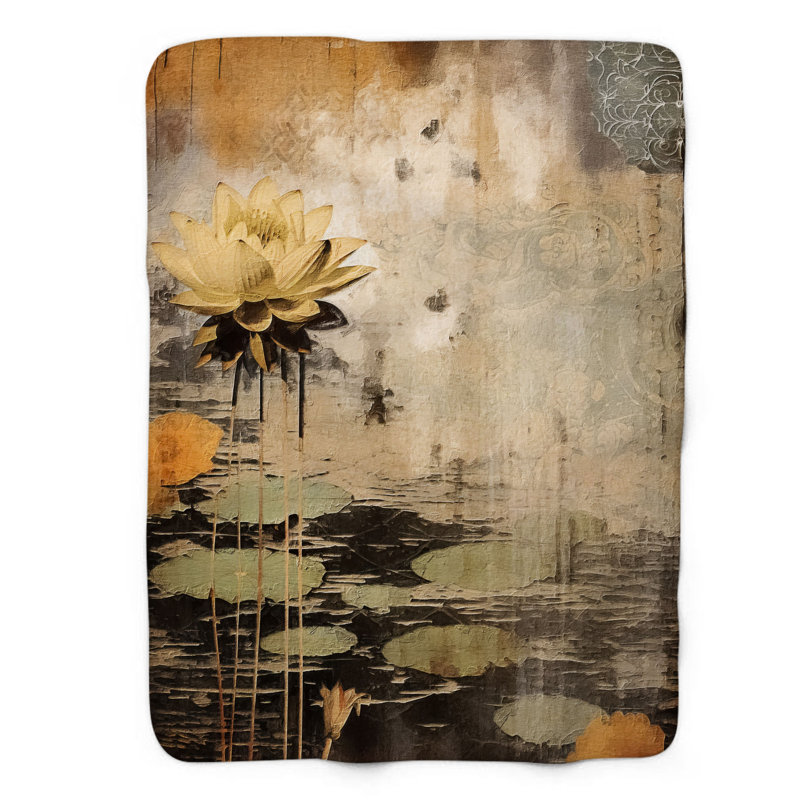 Jeté Edgy Lotus Blooms - 1 pièce Sherpa Premium, L 50 po x L 60 po
