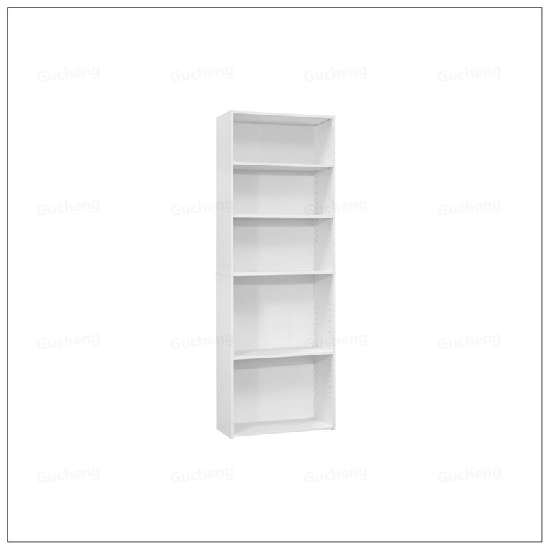 Bibliothèque à 6 niveaux avec tablettes ajustables, Blanc