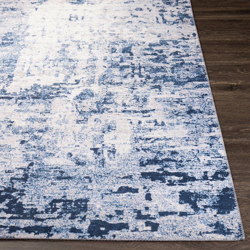 Tapis bleu marine / ivoire à motif abstrait Amalfi, Rectangle 9 pi x 12 pi