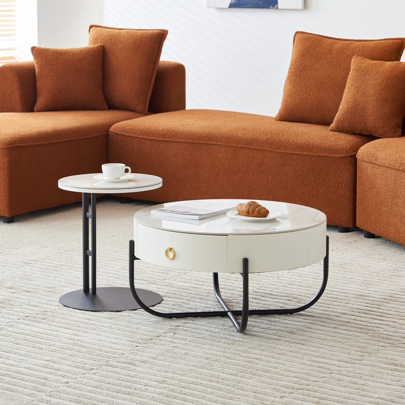 Aamora Nesting Tables with Storage, Black