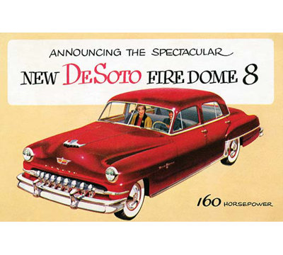 « new desoto firedome 8 », affiche rétro