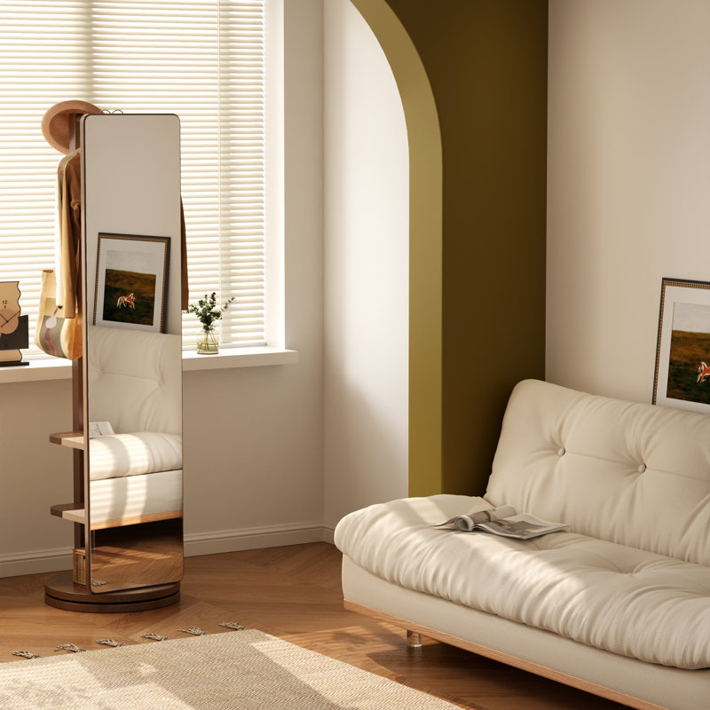 Miroir pleine grandeur Aevah, H 65,7 po x l 15,75 po x P 11,81 po, Pivotant, Brun