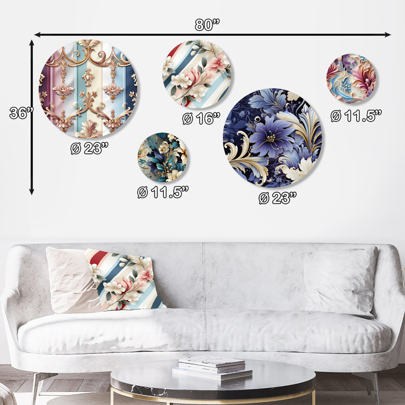Jordan - Ensemble abstrait d'art mural rond moderne de 5