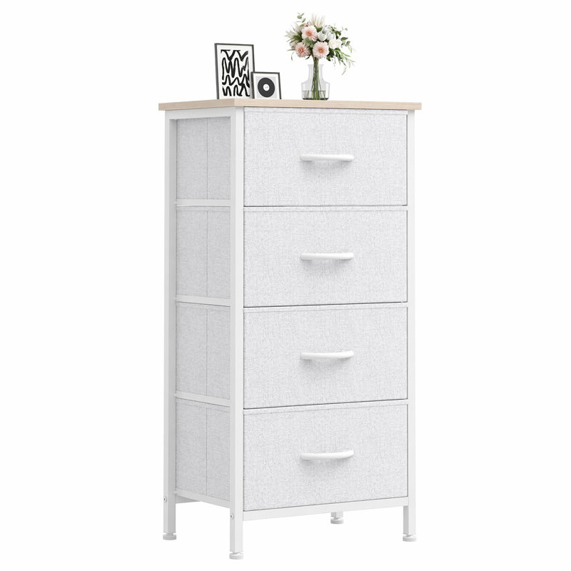 Commode de rangement 4 tiroirs Enegess, Gris / Blanc