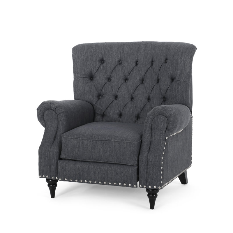 Camay Upholstered Fabric Recliner, Charcoal Polyester