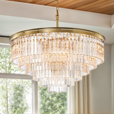 Lustre rond en cristal 13 lumières 27 po