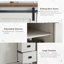 Armoire de rangement 5 tiroirs avec porte de grange coulissante et tablettes réglables