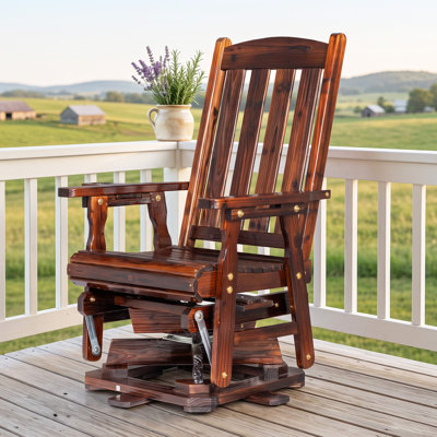 Solid Fir Wood Swivel Patio Glider Chair