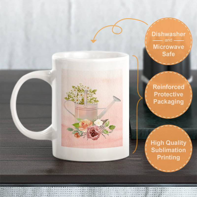 Grande tasse à café 11 oz Daisies, Ensemble de verres à lait, Plastique polypropylène
