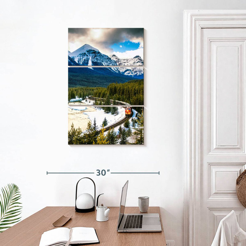 Mehar Winter Train Through Banff, 32" H x 20" W