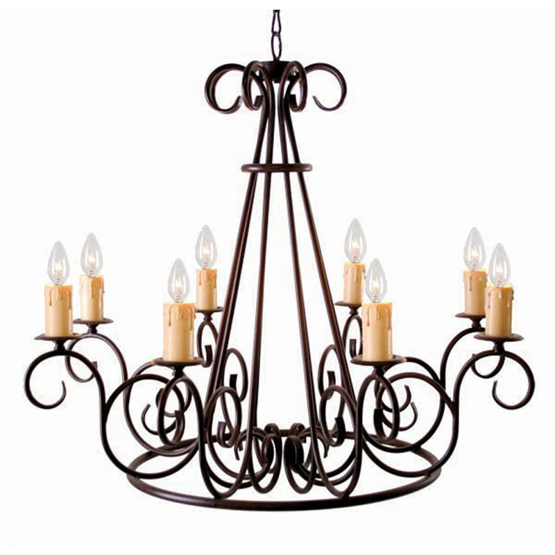 Marguerite 8 - Light Chandelier, Rustic Iron, No Shade