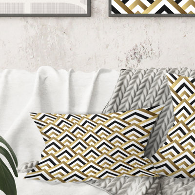 Motif à carreaux dorés - Coussin Mid-Century