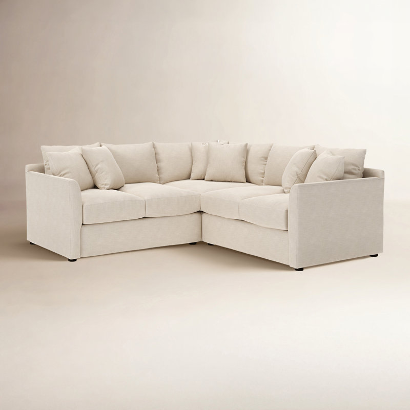 Cecelia Upholstered L-Sectional, Bevin Natural Linen Blend, Right Hand Facing